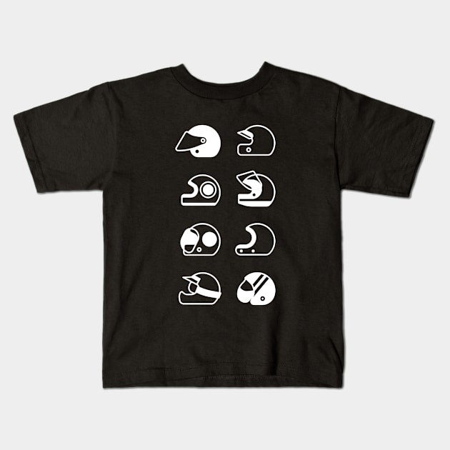 Illustration of stylized black and white motorcycle helmet Kids T-Shirt by iswenyi Art